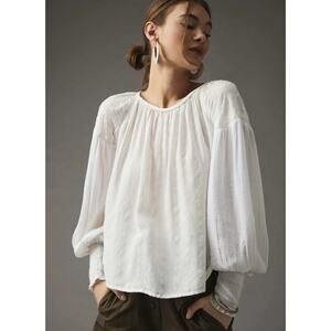 Anthropologie Conditions Apply White Miranda Peasant Blouse, Boho,  XL NWT